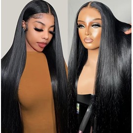 Condescension Human Hair Wig HD Natural Black Straight Wigs Human Hair 200% Density Real 13X6 Natural Black Straight Wigs Human Hair Pre Plucked for Black Women