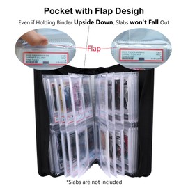 GrinOwl PSA Slab Binder with Sleeve Flaps, Holds 56 Graded Slabs, 4-Pocket Graded Card Binder for PSA, CGC, CSG, FGS, and FCG Cards