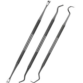 3 Pieces Dog Dental Tooth Scaler and Scraper Stainless Double Headed Tarter Remover Scraper Pet Teeth Cleaning Tools for Dog and Cat (Black)