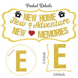 SJcysrilla New Home New Adventure New Memories Banner New Home Who Dis Housewarming Party Decor The Beginning of A New Chapter Housewarming Party Decorations Supplies Gold Glitter