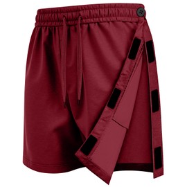 Unisex Tear Away Shorts Breakaway Athletic Shorts with Pockets Post Hip Knee Surgery Recovery Shorts for Men & Women (X-Large, Red)