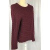 Chelsea Violet Women Sweater Pullover Medium Wool Cable Asymmetric Burgundy