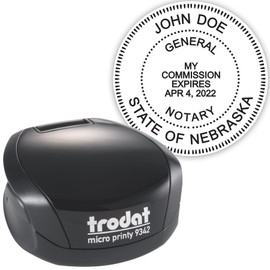 MaxMark Round Notary Pocket Stamp for State of Nebraska - Self Inking Portable Stamp - 1-5/8" (40mm) - Black Case