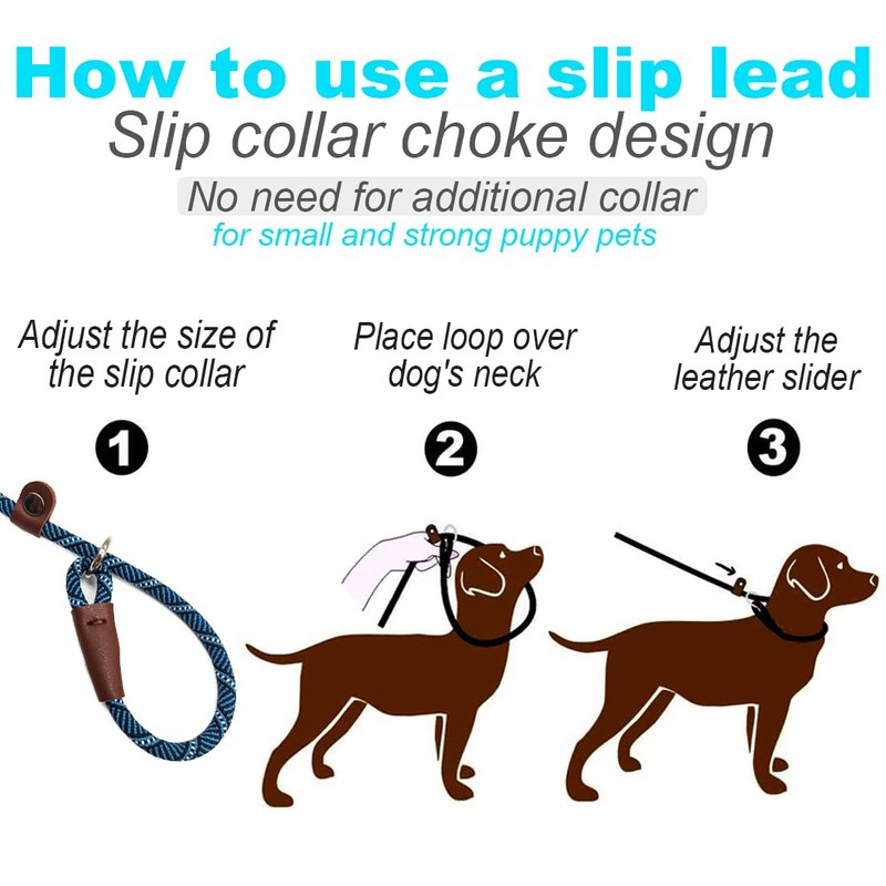 Mycicy Slip Lead Dog Leash, 1/4" x 5ft No Pull