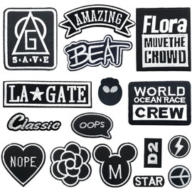 Woohome Iron-On Patch Assorted Slogan Patch Sticker Badge Letter Applique Patch for Backpacks Jeans Jackets Bag Clothing (Style 1)