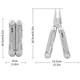 Multitool Pliers and Scissors, 13 in 1 Stainless Steel Portable Foldable Pocket Multi Tool, Anti Slip Mini Camping Tool for Screwdriver, Bottle Opener (No belt clip)