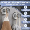 Silver Shower Hooks - 2Pcs Suction Cup Hooks for Shower,