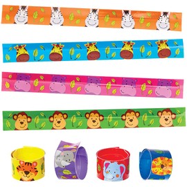 Baker Ross FX660 Braccialetti slap con gli amici della giungla - Confezione da 8, regali per le feste dei bambini
