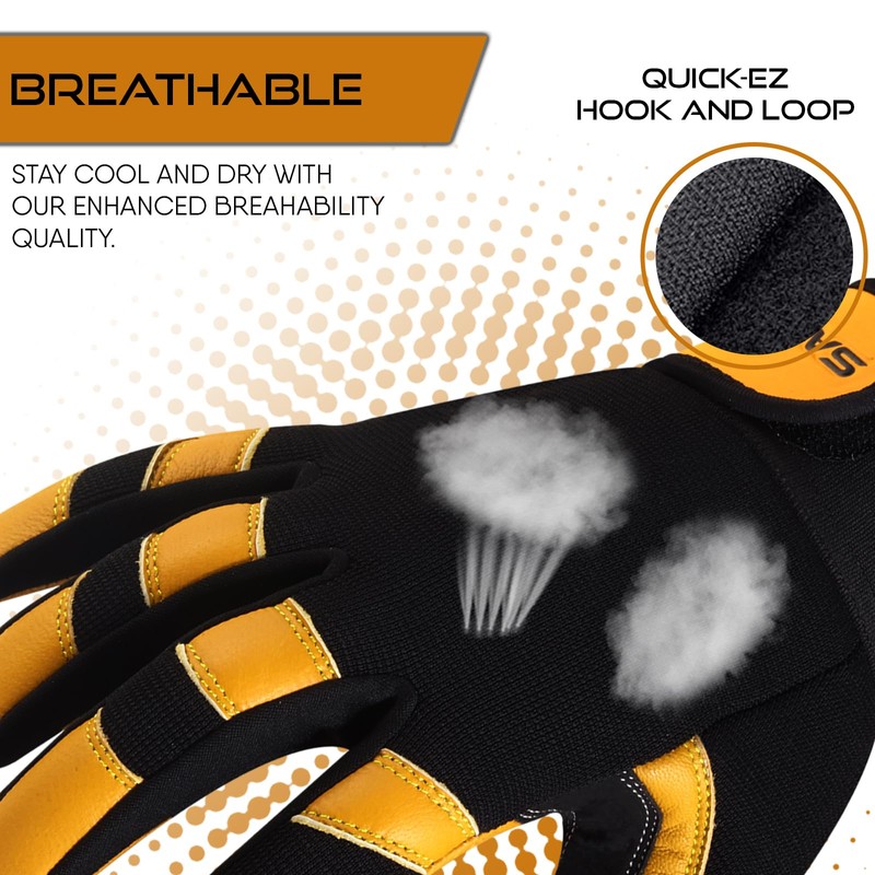 Leather Work Gloves Gardening Ornproof Breathable Construction Flexible Mechanic for