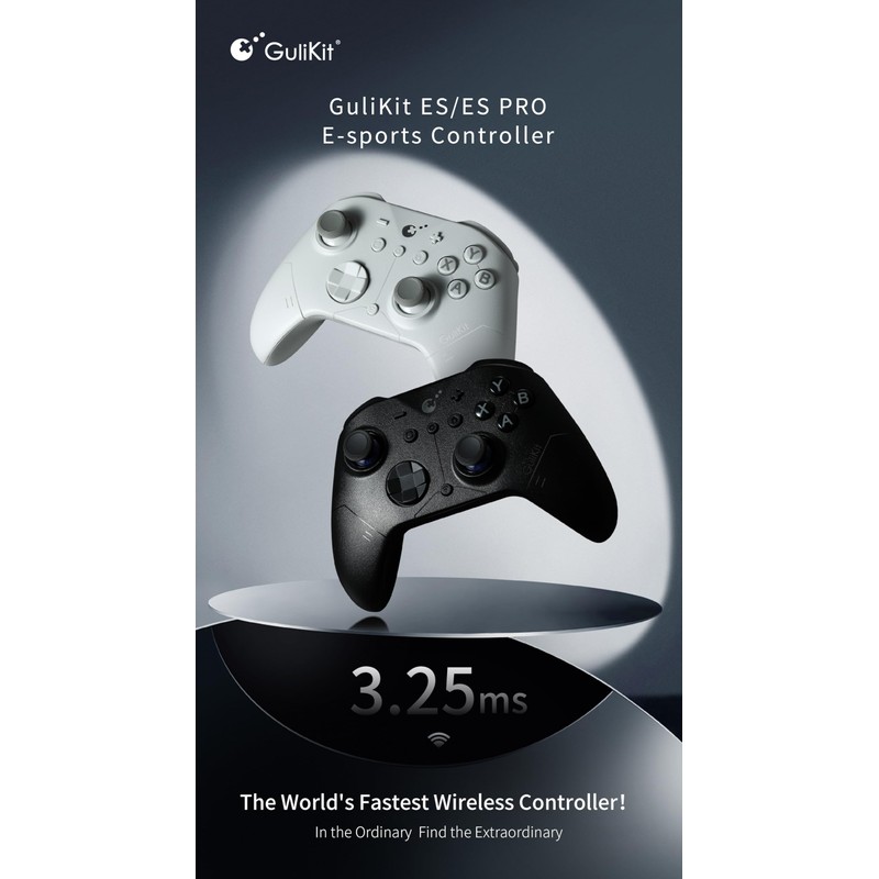 GuliKit ES PRO Fastest Wireless Controller – TMR Anti-Drift&Anti-Snapback Joysticks,