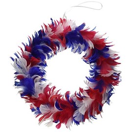 Feather Wreath (red, white, blue) Party Accessory  (1 count)