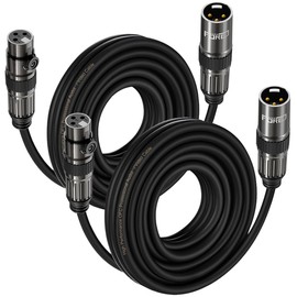 FORE 13 Feet 2-Pack XLR to XLR Cables, XLR Microphone Cable, Oxygen-Free Copper (OFC) XLR Male to Female Cord, Mic Cord, XLR Speaker Cables,Color Gunmetal Grey & Black - 2 Pack 13 Feet