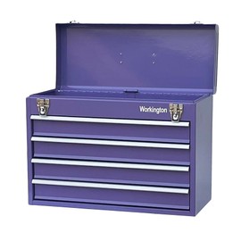 Workington Portable Metal Tool Chest with 4 Drawers, 20" 4-Drawer Tool Chest Cabinet with Ball Bearing Drawer Slides, Steel Tool Storage Box Organizer 4004 Purple