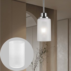 Eidonta 8 Pack White Frosted Glass Shades Replacement, 5.9in Height, 3.9in Diameter, 1.65in Fitter, Cylinder Glass Shade Covers Replacement Globe for Chandelier Pendant Wall Sconces Light Fixtures