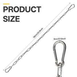 Chain Lock 22.8 Inch Stainless Steel Chain Link Gate Latch with Both-Ended Carabiners Secure and Durable Easy to Adjust for Outdoor Fences Goat Dog Horse Corral Supplies