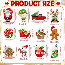 EFNHJF5 Pack of 12 Diamond Painting Christmas Pendants, 5D DIY Diamond Painting Keyring, Diamond Painting Children, DIY Double-Sided Diamond Painting Christmas Decoration (Red)