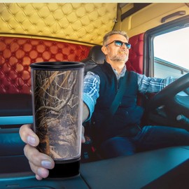 Mossy Oak Shadow Habitat by Spit Bud - The Ultimate Spittoon for Chew - Portable Dip & Snuff Cup with Lid, Pop Tab, Spill-Proof Funnel, Can Cutter & Holder - Fit in Cup Holder - Hold 8oz -Made in USA