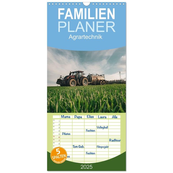 Family Planner 2025 - Agricultural Technology with 5 Columns (Wall