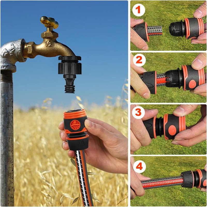 Ktnyl 6 Piece Garden Hose Connection Set, Hose Connector, Hose