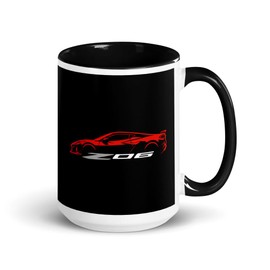 2024 2025 Sports Car C8 Z06 Torch Red Silhouette 8th Generation Vette Drivers Custom Mug with Color Inside
