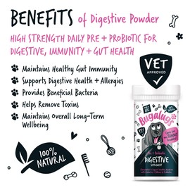 Bugalugs Probiotics For Dogs - Powder, Simple To Add To Food - Complete Daily Digestive Support With Probiotics & Prebiotics For Happy Healthy Dogs (80g)