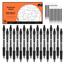 Shuttle Art Black Gel Pens, 36 Pack(18 Gel Pens with 18 Refills) Retractable Medium Point Rollerball Gel Ink Pens Smooth Writing with Comfortable Grip