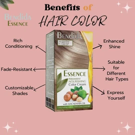 Bendida Permanent Hair Colour, Hair Colour, Red, Brown, Matted Blonde, Black, Ash Blonde, Hair Colours with Macadamia Oil, Hair Dye with Long-Lasting Colour, 120 ml (7 Natural Blonde)