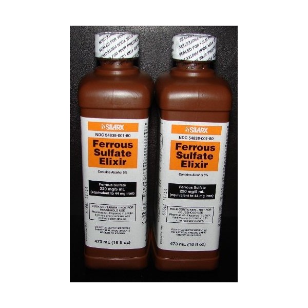 Ferrous Sulfate Elixir 220mg/5mL 16oz Bottle - 4 Pack