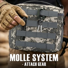 FlowFly Tactical Lunch Bag Large Insulated Lunch Box Cooler Tote for Men, Women with MOLLE/PALS Webbing (Digital#Camo, Medium)
