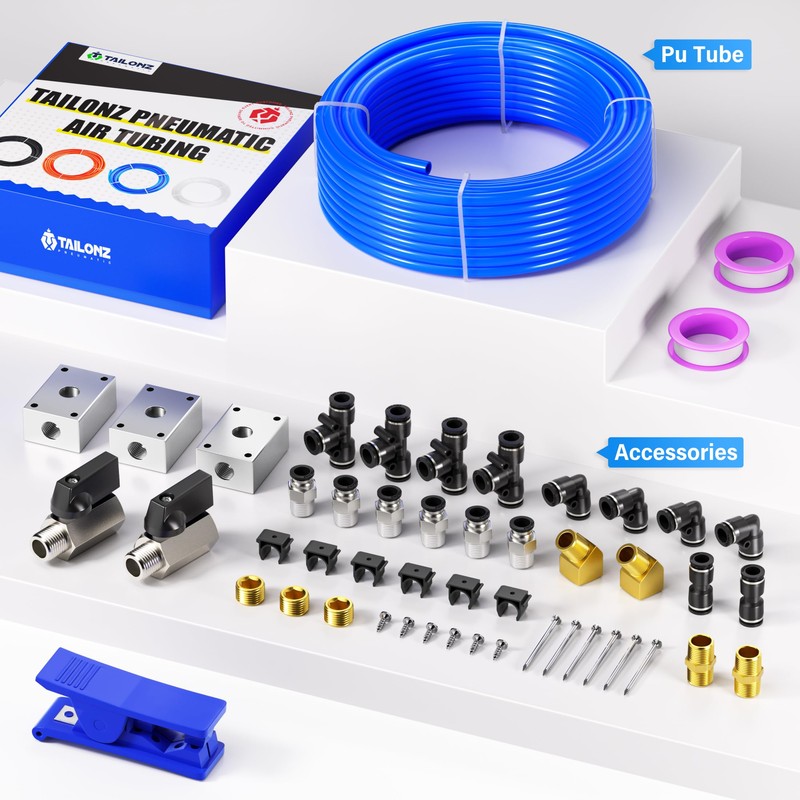 TAILONZ PNEUMATIC Blue 1/2 Inch od 32 Meter 100ft PU
