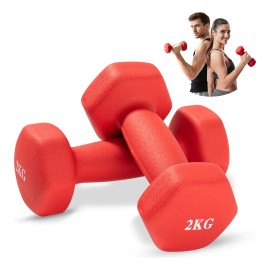 Par Mancuernas Ejercicio 2 Kg Neopreno Entrenamient Rojo