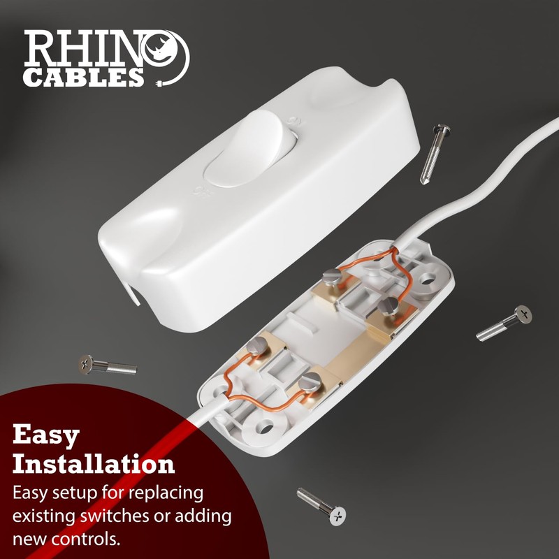 rhinocables In-Line Rocker Switch 2 Amp 2 Core Flex Cable