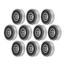 A ABSOPRO 6201-rs Deep Groove Ball Bearings P5 12x32x10mm Lubricated Bearings Rubber Seal Black Silver Tone Scooter Skateboard Wheel Set of 10