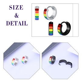feilok Earrings Stainless Steel Rainbow Hoop Earrings Cartilage Huggie Men's Stud Earrings for Men Women, Stainless Steel