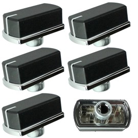 Genuine Belling Hob Oven Cooker Control Switch Knobs (Black/Silver, Pack of 6)