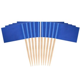 JAVD CYPS 100 Pcs Color Toothpick Flag (Blue) Blue Toothpick Flag Blank Toothpick Flag, Fruit Cheese Markers Flags Small Mini Stick Cupcake Toppers， Blank Blue Toothpick Flags