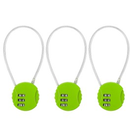 YOKIVE 3 Pack Combination Locks, 3 Digit Outdoor Waterproof Code Padlock | Wire Rope Locks Great for Luggage, Gym Lockers, Bicycles, Backpacks (Green, 7.8-Inch)