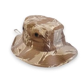 Desert Tiger Stripe Short Brim Boonie Hat, 2.5" Brim, Made in The USA, Desert Camo Boonie Cover-Jungle Hat (US, Alpha, Large, Desert Tiger Stripe)
