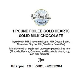 Foiled Chocolate Gold Hearts Solid Milk Chocolate - 1 Lb. - Approx. 60 Pcs.