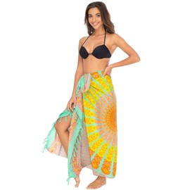 Back From Bali - Traje de baño de playa para mujer, diseño de pavo real y clip, Puesta de sol de menta, Talla única
