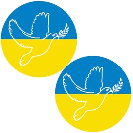 Sticker with Dove of Peace on Ukraine Flag, Pack of 2, Diameter 8 cm, High-Quality Print with UV Protection, 0.08 mm Film Thickness, for Car, Window, Bike, Ukraine Sticker Car, Ukraine Sticker Car