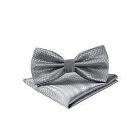 Massi Morino Bow Tie with Hanky Pre-tied Premium Men's Bow Tie incl. Gift Box. - grey