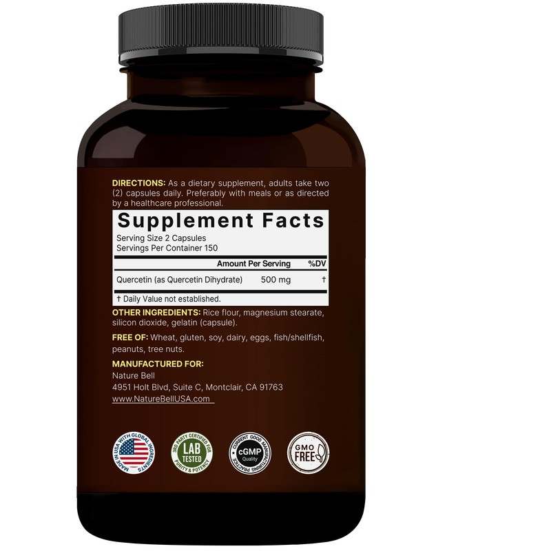 NatureBell Quercetin 500mg Per Serving, 300 Capsules | Ultra Strength
