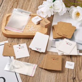 Beadthoven Display Cards, Set of Approximately 150, 3 Types, Cards, Earrings, Necklace Display, Transparent OPP Bag, Earring Backs, Accessories, For Displaying, Cards, Packaging, Sales, Storage,