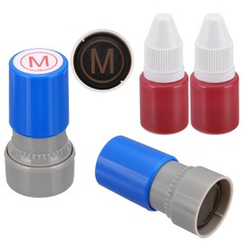 PATIKIL Letter Stamps Self Inking, 2Pcs Alphabet m Character Teacher Ink Initial Stamp with Refill Ink for Class Notebook Scrapbooking DIY Craft, Blue