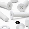 20 x White Countersunk Screws Polypropylene (PP) Plastic Nuts and