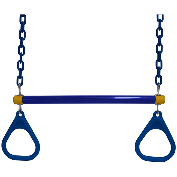 American Swing Blue Trapeze Bar with Blue Rings - Trapeze Bar Combo - Residential Only