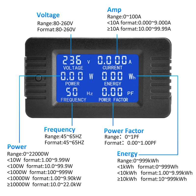 Aideepen AC 80-260V 100A Current Voltage Amperage Power Energy Panel