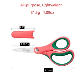LIVINGO 5" Kids School Scissors: Small Safety Scissors Pointed Tip, Soft Handle Right Left Handedfor Craft, Classroom, Child, Toddler, Assorted Colors, 3 Pack