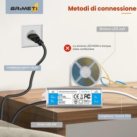 BRIMETI Trasformatore LED 220 24V 60W Esterno Alimentatore Driver IP67 Impermeabile Adattatore AC 220V a DC 24V 2.5A Transformer Interruttore Netzteil Trasformatori Tensione per Striscia LED